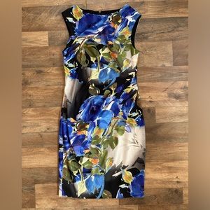 Cache Blue Floral Dress Size 6 Pencil Style